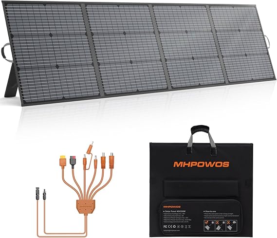 Panel solar portátil de 220 W 40 V monocristalino plegable paneles solares cargador de energía de respaldo, IP67 impermeable duradero para estación de energía RV camping fuera de la red Pesca